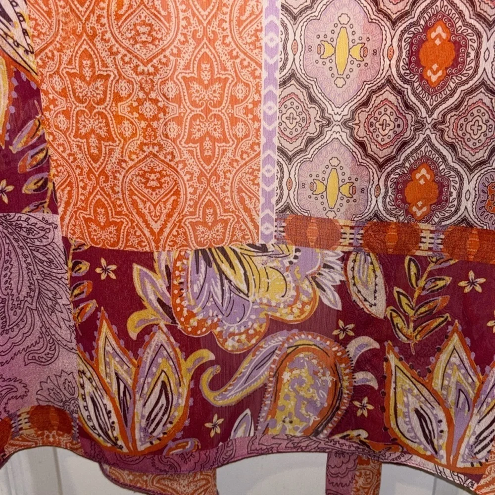 GEORGE BRAND BRIGHT COLORS KIMONO PINKS/ORANGE/PURPLE BELL SLEEVES WITH TIES